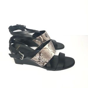 Cole Haan Wedge Snakeskin Leather Wedge Sandals